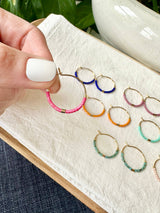 Tiny Colorful Gold Bar Hoop Earrings