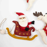 Garland - Santa with Sleigh and 7 Reindeer -White - NEW!