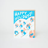Happy Holidays Penguins Letterpress Greeting Card by Hello!Lucky