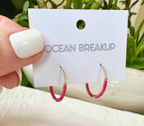 Tiny Colorful Gold Bar Hoop Earrings