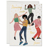 Dancing into the New Year holiday greeting card