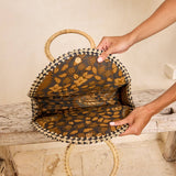 Fold Over Palm Leaf Handing with Round Handle