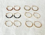 Tiny Muted Gold Bar Hoop Earrings