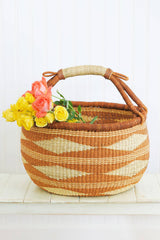 Caramel Diamond Handwoven Decorative Bolga Basket