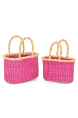 Set of Two Nesting Tote Baskets - Pink