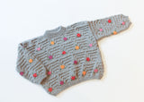 Hand Knit Pullover with Embroidery - Gray