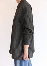 Dobby Check Oversized Shirt - Charcoal