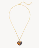 Midi Heart Pendant Necklace in Classic Tortoise
