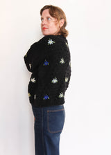 Hand Knit Pullover with Embroidery - Black