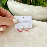 Tiny Colorful Gold Bar Hoop Earrings