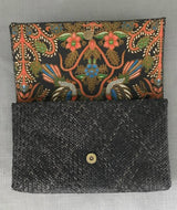 Rattan Clutch with Batik Print Lining - Ivory