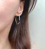 Bright Beaded Gold Hoops Earrings