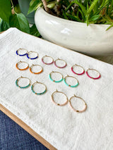 Tiny Colorful Gold Bar Hoop Earrings