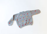 Hand Knit Pullover with Embroidery - Gray