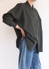 Dobby Check Oversized Shirt - Charcoal