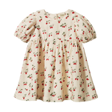 Albertine Dress Muslin Strawberry Blush Print