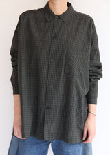 Dobby Check Oversized Shirt - Charcoal