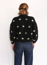 Hand Knit Pullover with Embroidery - Black