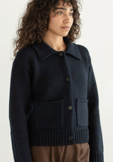 Collared Coat- Navy