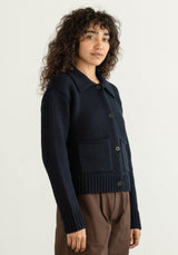 Collared Coat- Navy
