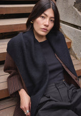 Felted Shawl Scarf- Black
