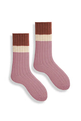 Women’s Ribbed Colorblock Wool Cashmere Crew Socks