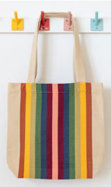 Cotton Canvas Tote - Spectrum Stripes