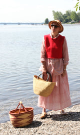 Drawstring Skirt - Red Stripe