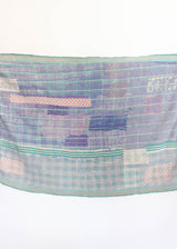 Kantha Quilt - Green Stripe/Polka Dot