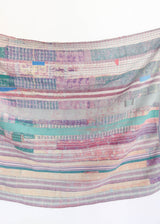 Kantha Quilt - Lt. Green/Blue/Pink Stripe