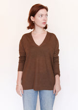 Fine Low V Neck - Rust