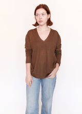 Fine Low V Neck - Rust