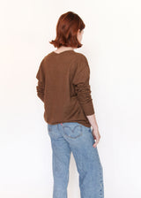 Fine Low V Neck - Rust