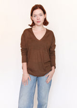 Fine Low V Neck - Rust