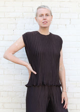 Pleated Sheath Top - Brown