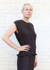 Pleated Sheath Top - Brown