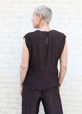 Pleated Sheath Top - Brown