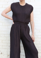 Pleated Sheath Top - Brown