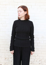 Smocked L/S Tee - Black