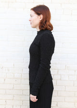 Smocked L/S Tee - Black
