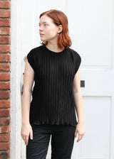 Pleated Sheath Top - Black