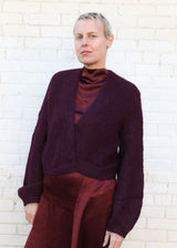 Super Crop Cora Cardigan in Suri Alpaca - Deep Orchid