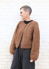 Hand-Knit Cardigan, Brown