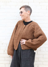 Hand-Knit Cardigan, Brown