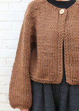 Hand-Knit Cardigan, Brown