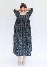 Daphne Dress - Black/Indigo Print