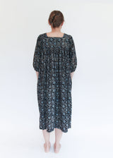 Daphne Dress - Black/Indigo Print