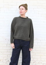 Boucle Rolled Sweater - Dark Olive
