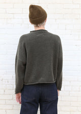 Boucle Rolled Sweater - Dark Olive