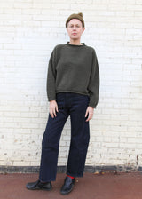 Boucle Rolled Sweater - Dark Olive
